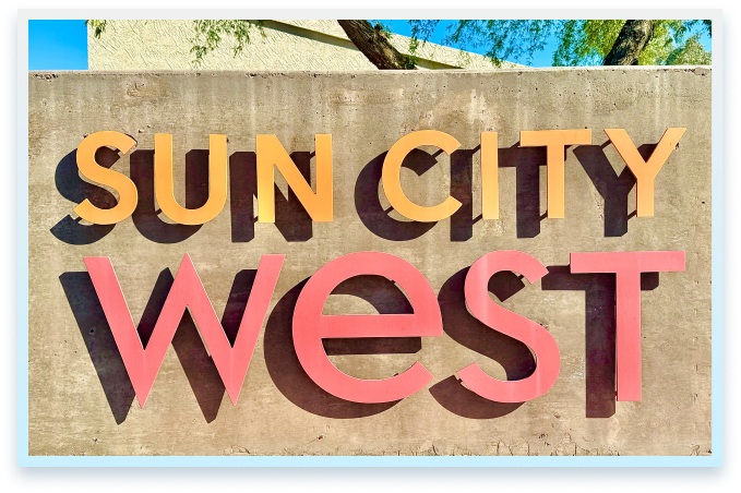 Sign for the town of Sun City West, AZ